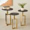 Gold Aluminum Geometric Accent Table with Black Marble Tabletop Set